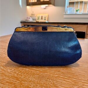 Vintage Judith Leiber Python Clutch with Gold Chain Strap